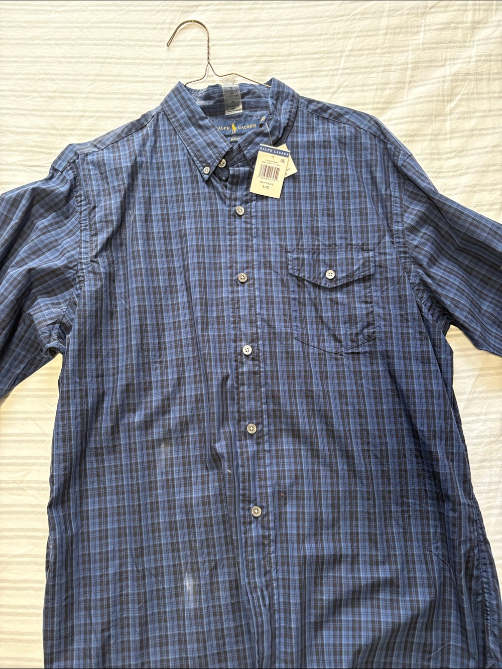 Ralph Lauren Men's Blue Plaid Button-Down Shirt